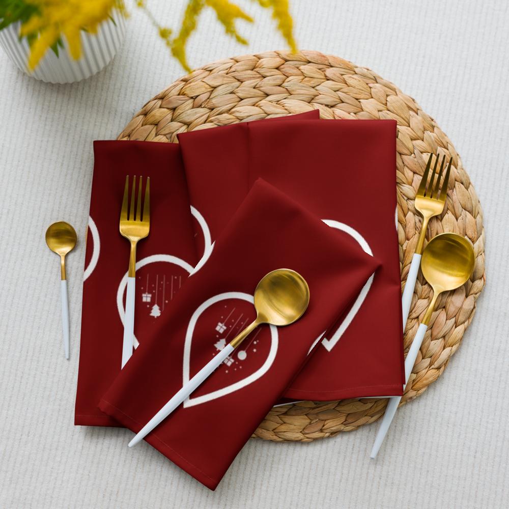 Red Christmas Cloth Napkin – 20x20 Inch Reusable Holiday Dinner Napkin with Festive Christmas Design | Elegant Fabric Napkin for Table Settings, Parties & Family Gatherings