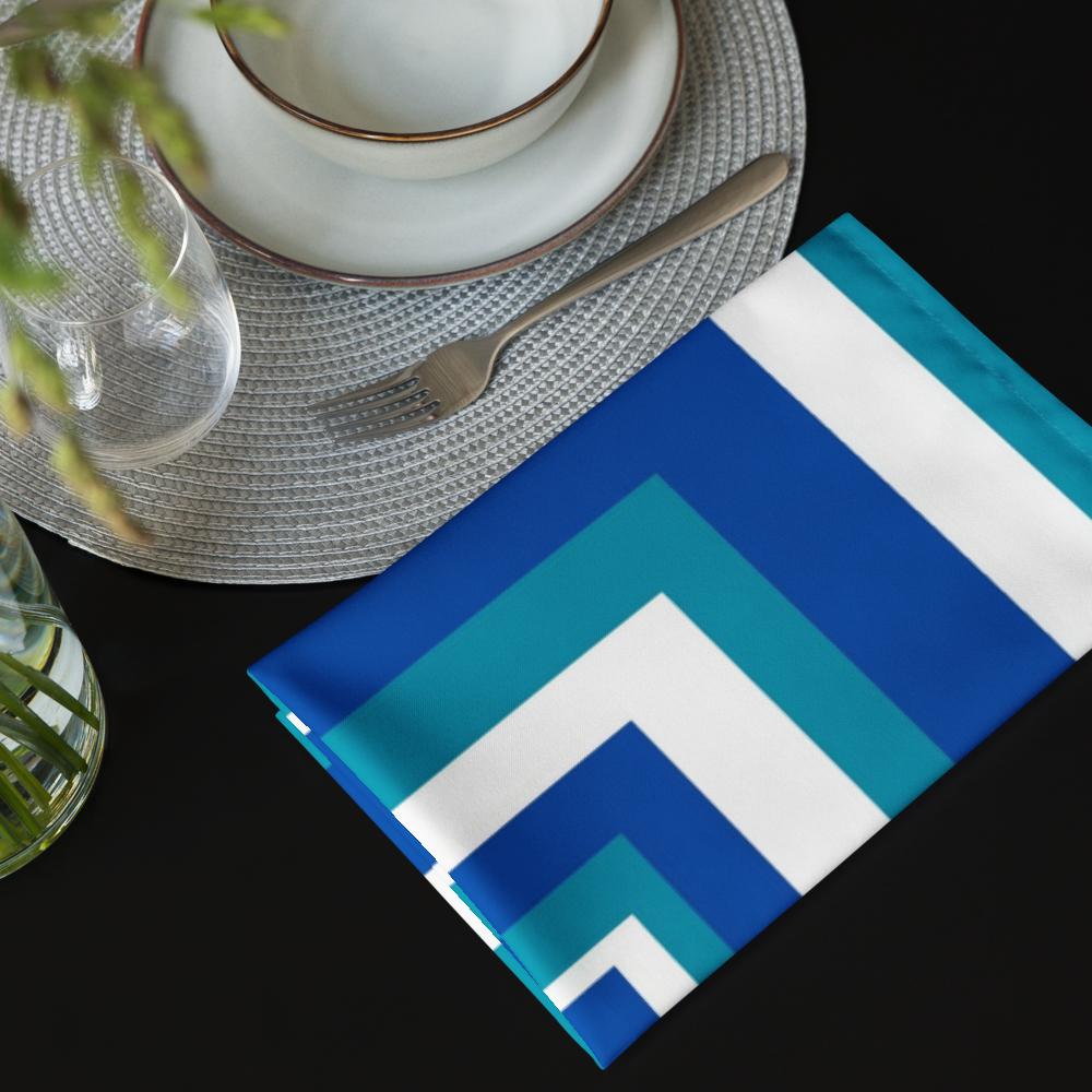 White, Blue & Teal Abstract Cloth Napkin Set – 4 Reusable 20x20” Fabric Napkins for Elegant Table Décor