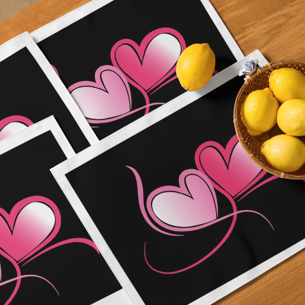 Black, White & Pink Placemat Set of 4 – 18x14 Inch Washable Heat-Resistant Dining Table Mats