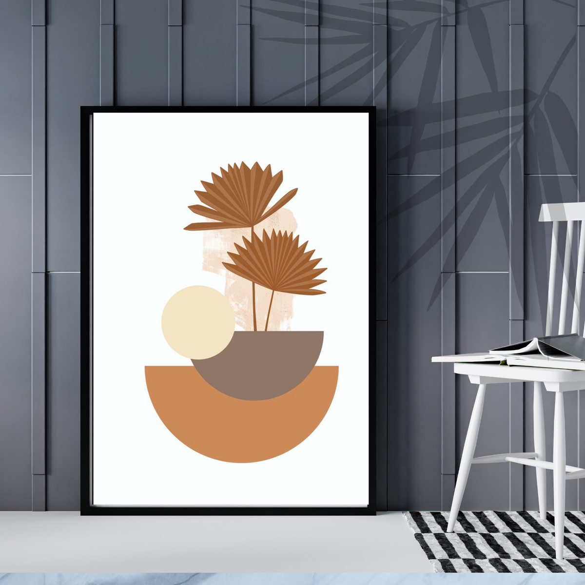 Boho Calabash Wall Art Set – 3 Printable Art Prints in Brown & Beige on White Background