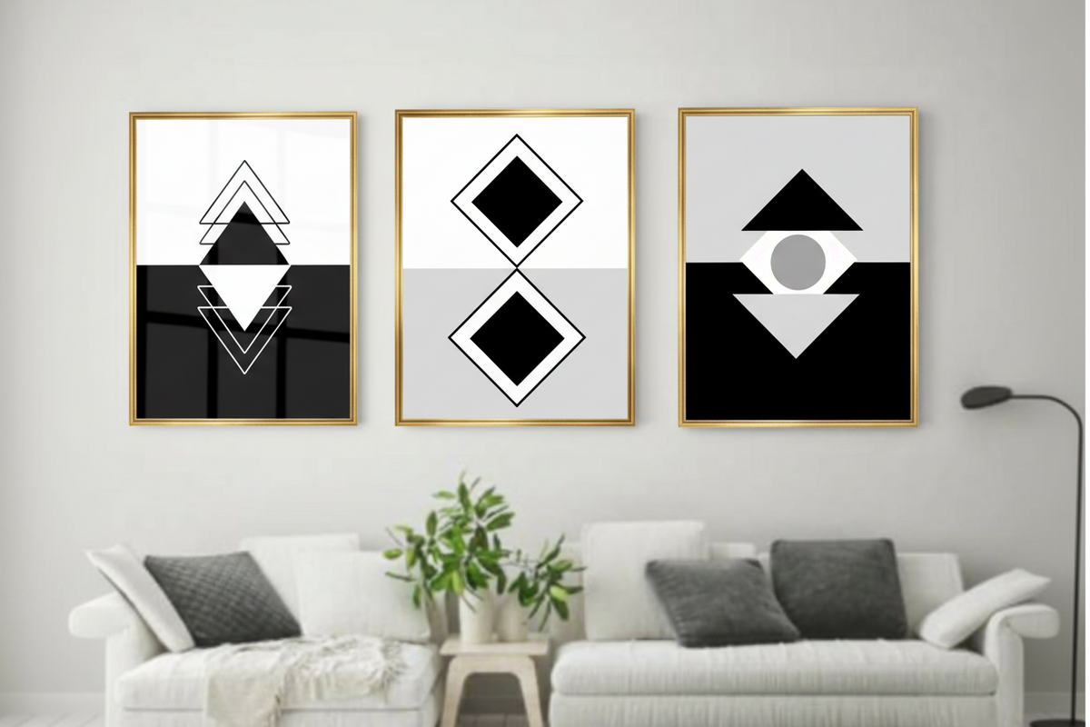 Abstract Black & White Wall Art Set (3 Prints) – Instant Download, Print Today
