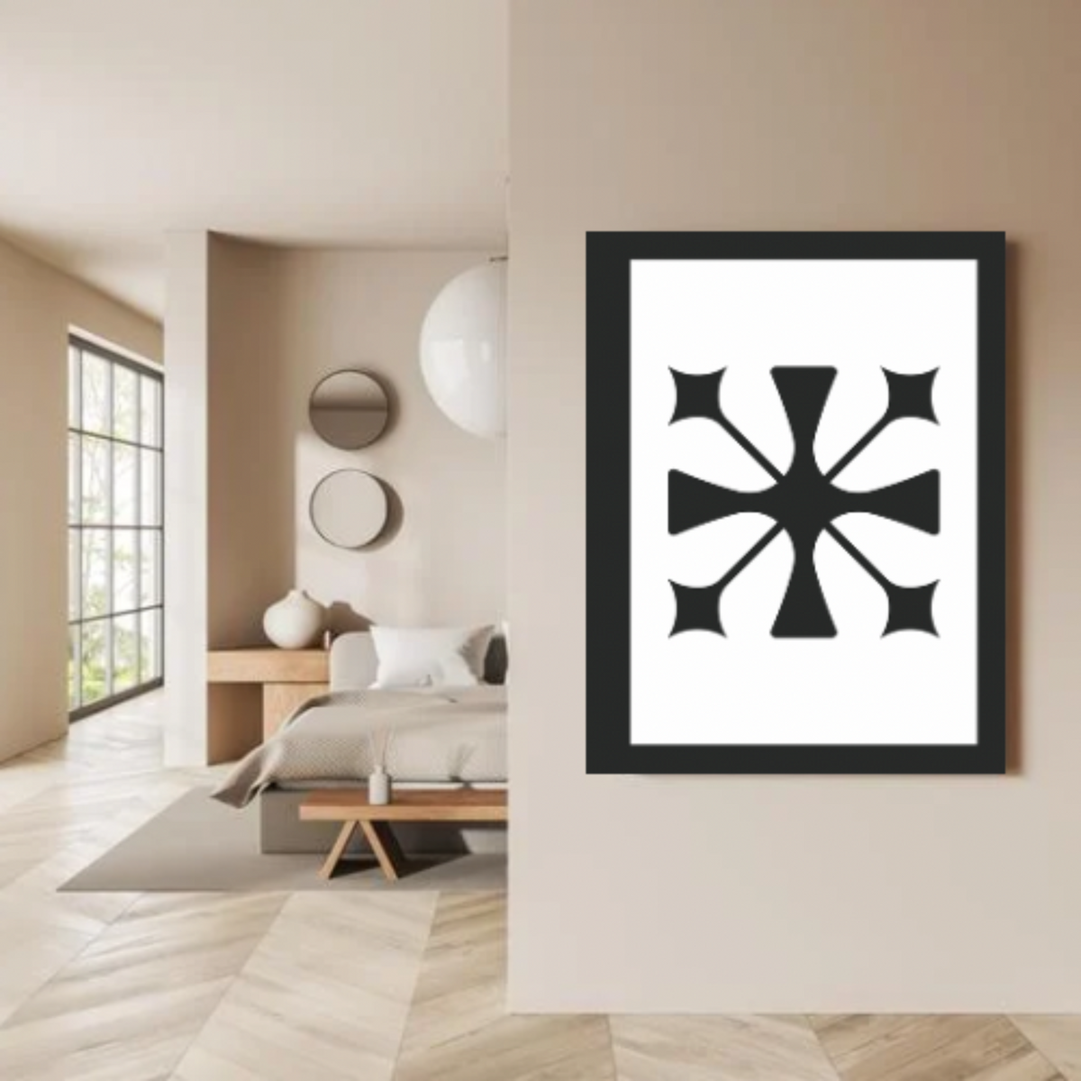 Boho Wall Art Set – 3-Piece Digital Download with White Background, Black Borders & Boho Black Designs (16x20, 18x24, 24x36 Inches)