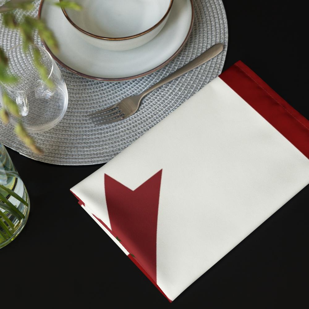 Red & White Christmas Cloth Napkin Set (4) — 20 x 20 in Reusable Polyester Dinner Napkins