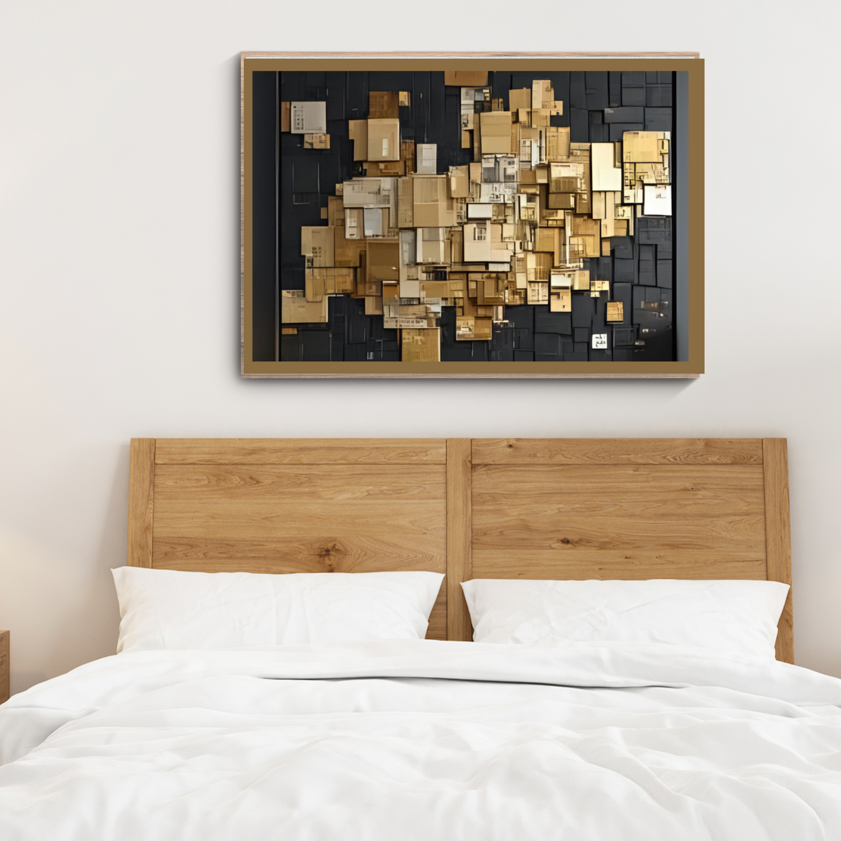 3D Black, Gold & White Abstract Wall Art – 2-Piece Digital Landscape Set (Instant Download, 3 Sizes)