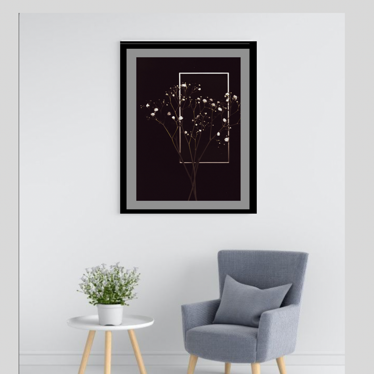 Classy Black & Silver Wall Art – Single Printable Art, Instant Download