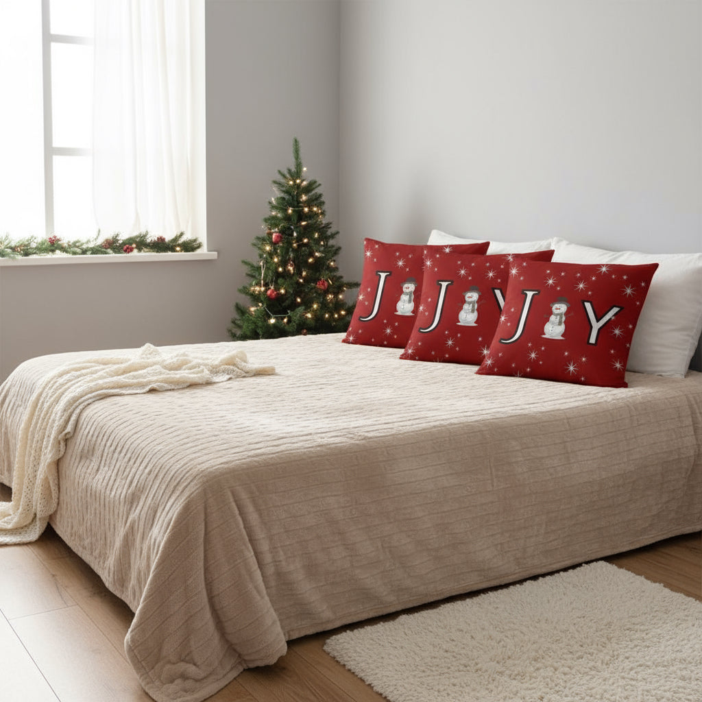 Red Christmas Throw Pillow for Holiday Home Decor – Festive Red Decorative Cushion for Sofa, Couch, Bed, Living Room, Bedroom, Christmas Party, Holiday Gatherings, Cozy Seasonal Accent Pillow – Available in 18x18 & 22x22 Inches