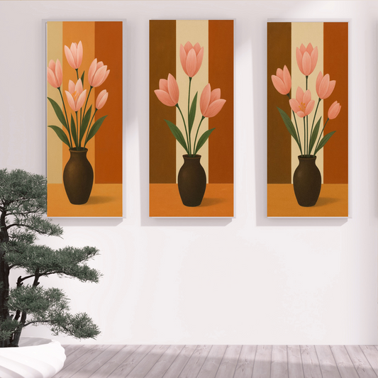 Botanical Flower Pot Wall Art – Colorful Digital Download Prints (8x16, 10x20, 12x24)