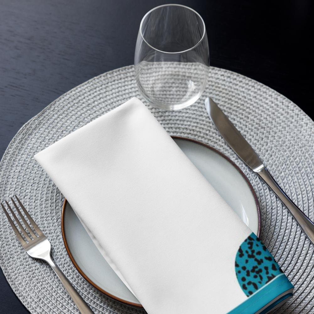 White and Teal Cloth Napkin Set – 4 Elegant 20x20” Reusable Fabric Napkins for Modern Table Décor