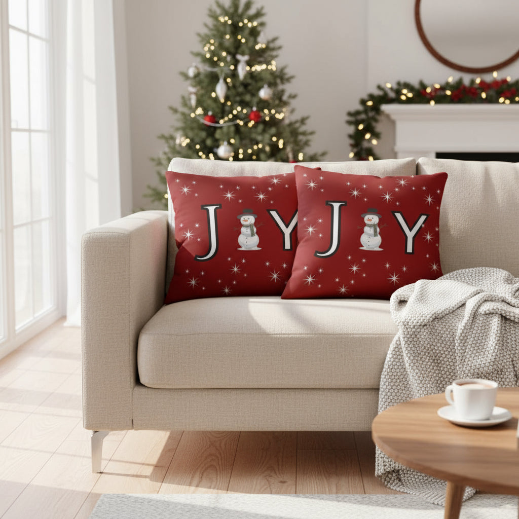 Red Christmas Throw Pillow for Holiday Home Decor – Festive Red Decorative Cushion for Sofa, Couch, Bed, Living Room, Bedroom, Christmas Party, Holiday Gatherings, Cozy Seasonal Accent Pillow – Available in 18x18 & 22x22 Inches