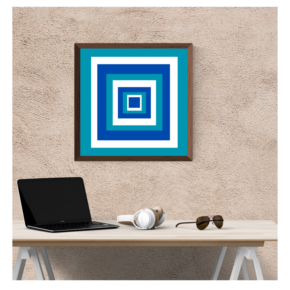 Blue & White Abstract Wall Art Set – 2-Piece Square Digital Download (20×20, 24×24, 36×36)