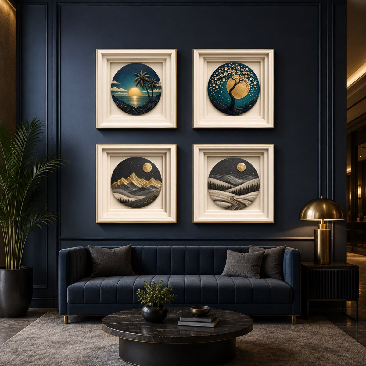 Golden Horizon Sculptural Sunset Wall Art | Premium Square Nature Print | Modern Landscape Digital Download