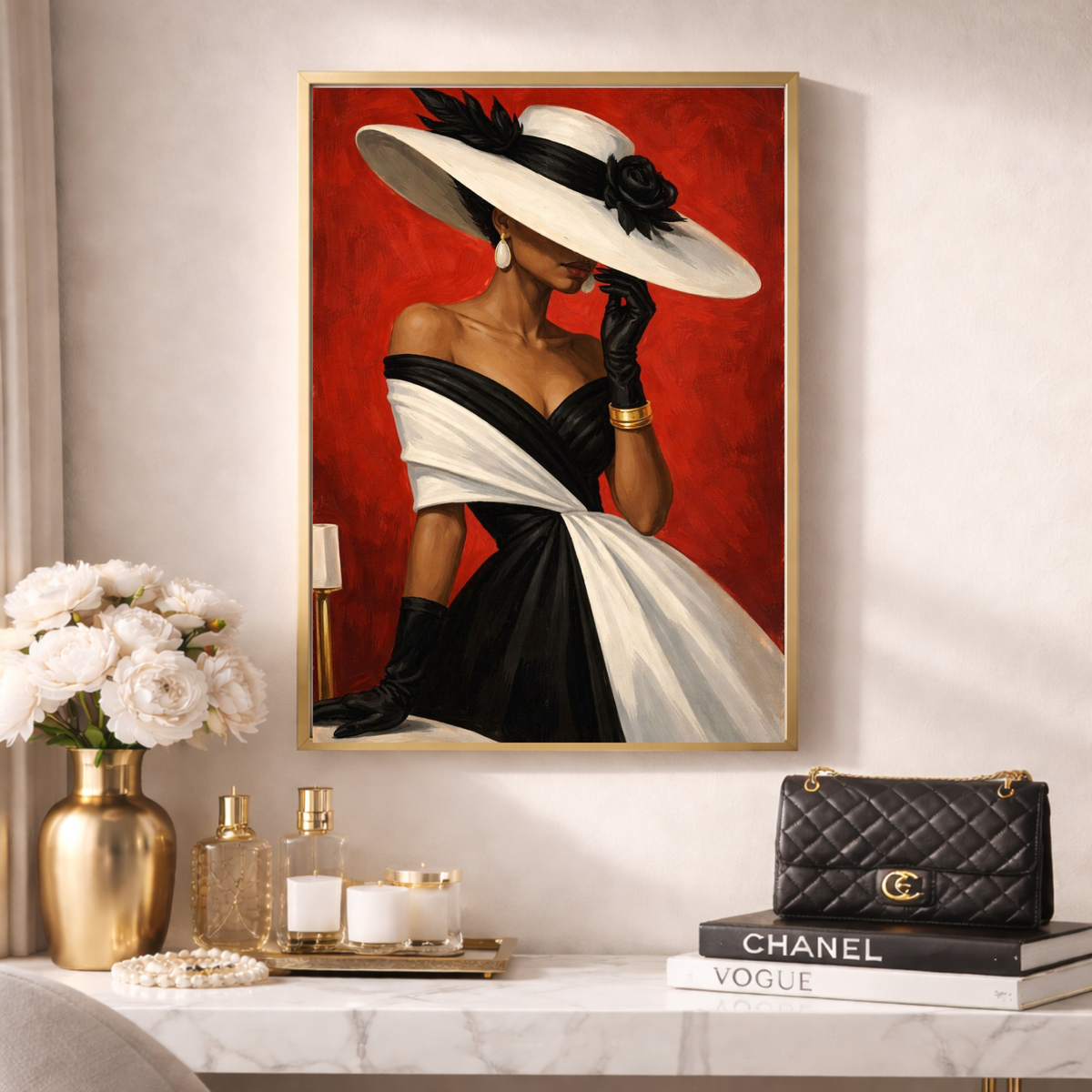 Elegant Fashion Wall Art Printable | Woman in Hat | Luxury Portrait Print | Instant Digital Download | 4 Sizes