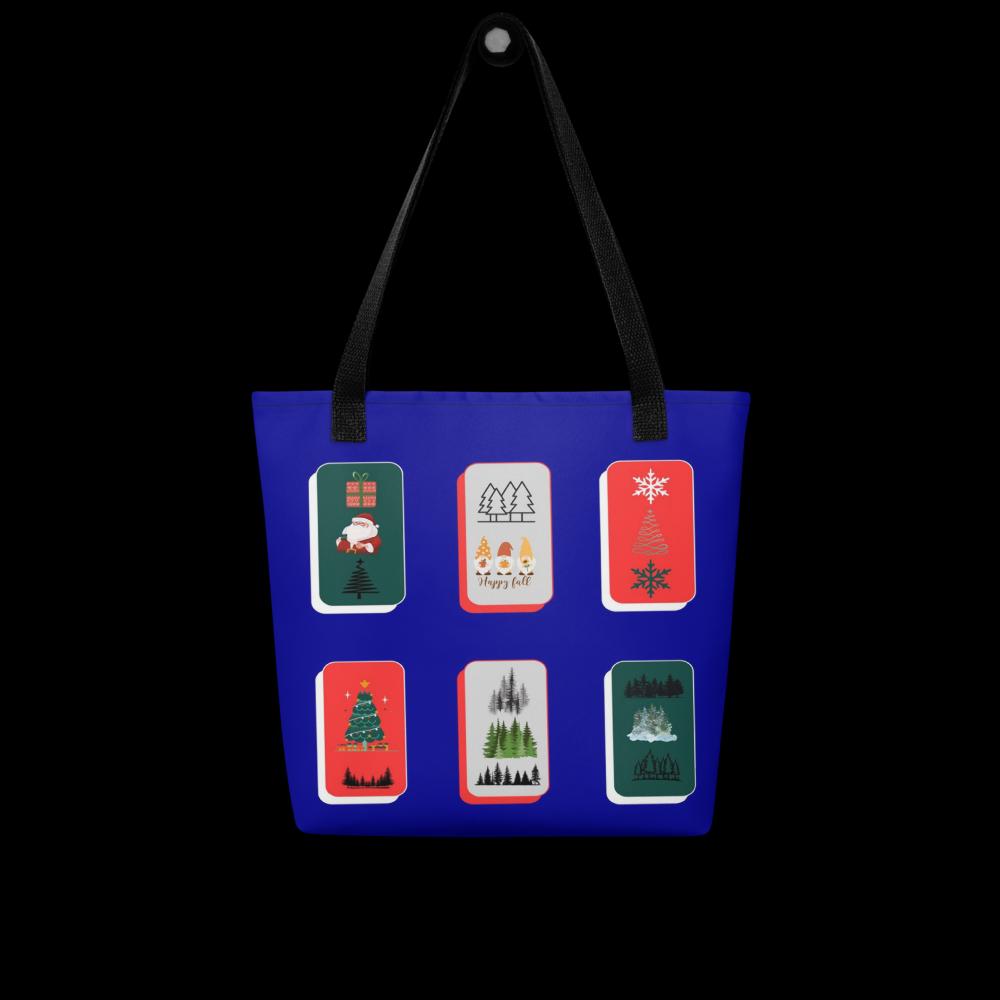 Royal Blue Christmas Tote Bag – Elegant 15×15″ Reusable Holiday Shopping Bag