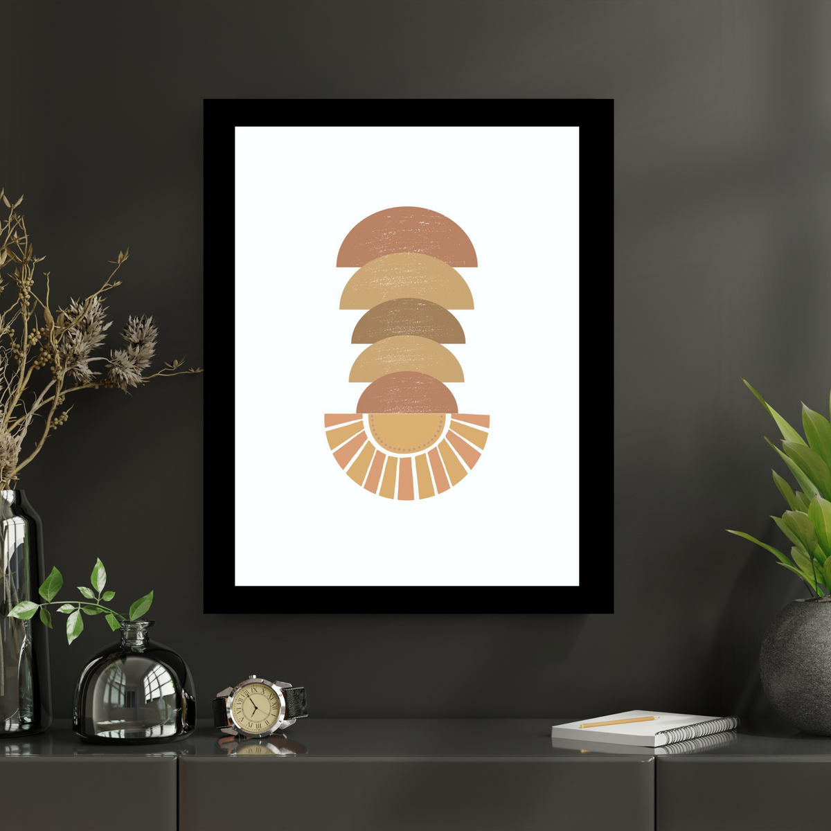 Boho Calabash Wall Art Set – 3 Printable Art Prints in Brown & Beige on White Background