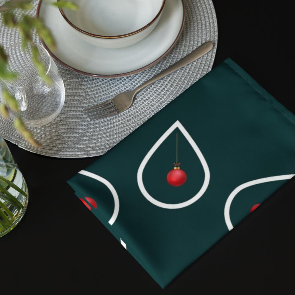 Green Christmas Cloth Napkin Set of 4 | 20x20” Fabric Dinner Napkins | Elegant Holiday Table Décor for Christmas Dining & Entertaining