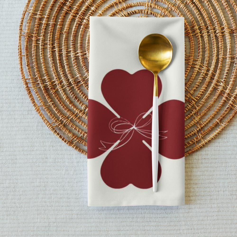 Red & White Christmas Cloth Napkin Set (4) — 20 x 20 in Reusable Polyester Dinner Napkins