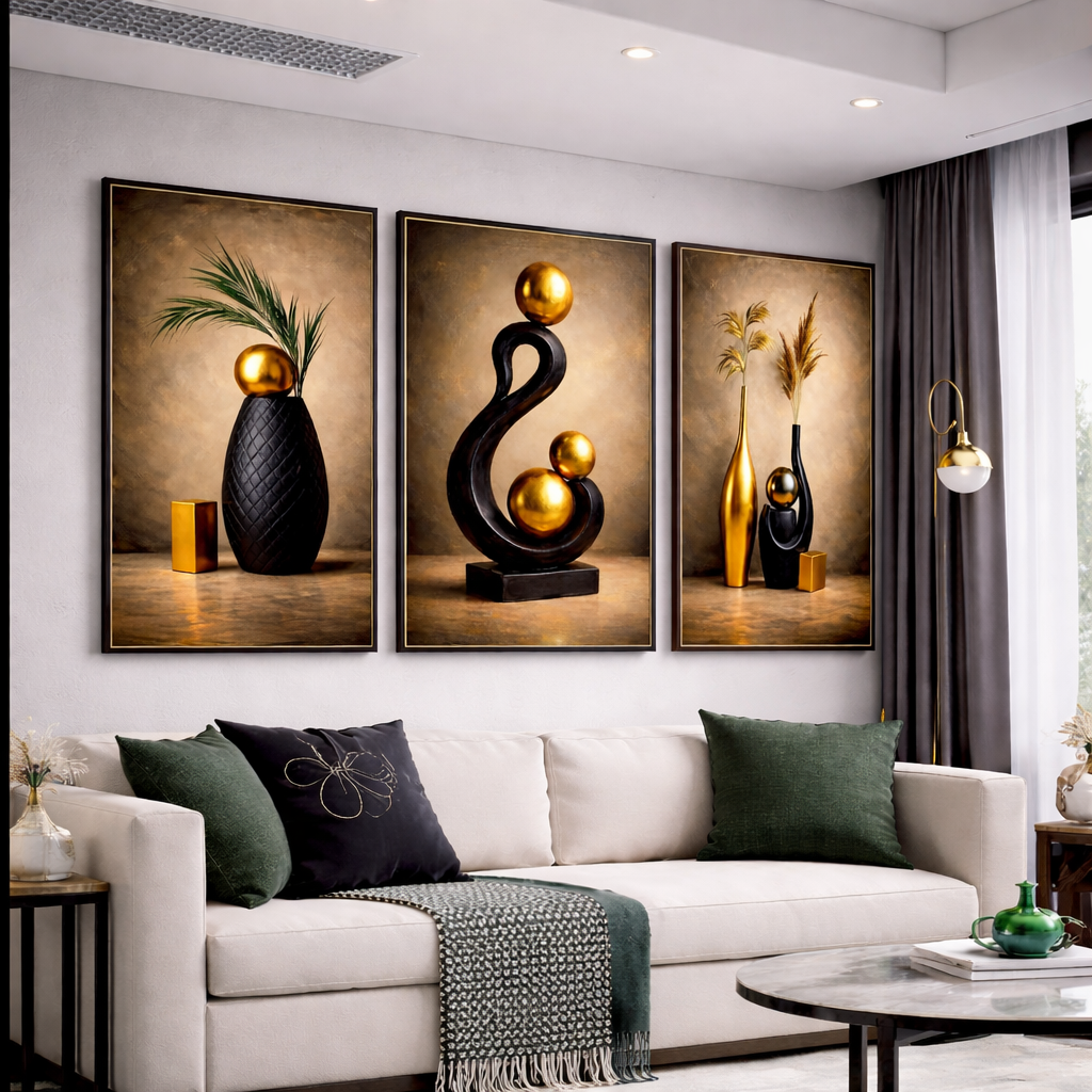 Instant Digital Download – Modern Sculptural Abstract Wall Art Set of 3 | Luxury Neutral Home Decor | Printable Wall Art
