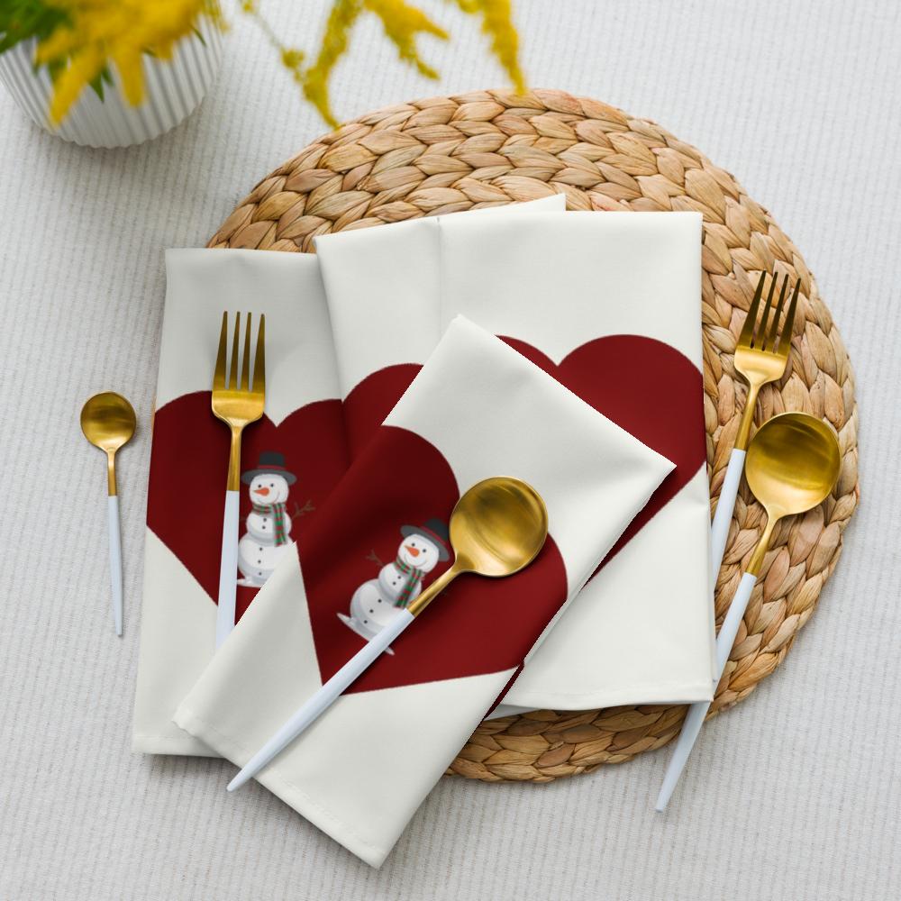 Red & White Holiday Cloth Napkin Set (4) — 20 x 20 in Reusable Christmas Dinner Napkins
