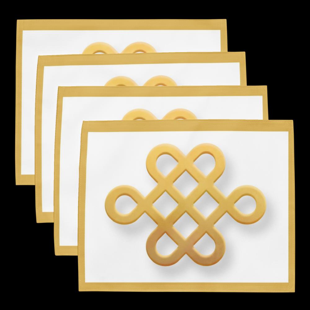 White & Yellow Abstract Placemat Set – 4-Pack 18x14 Decorative Table Placemats