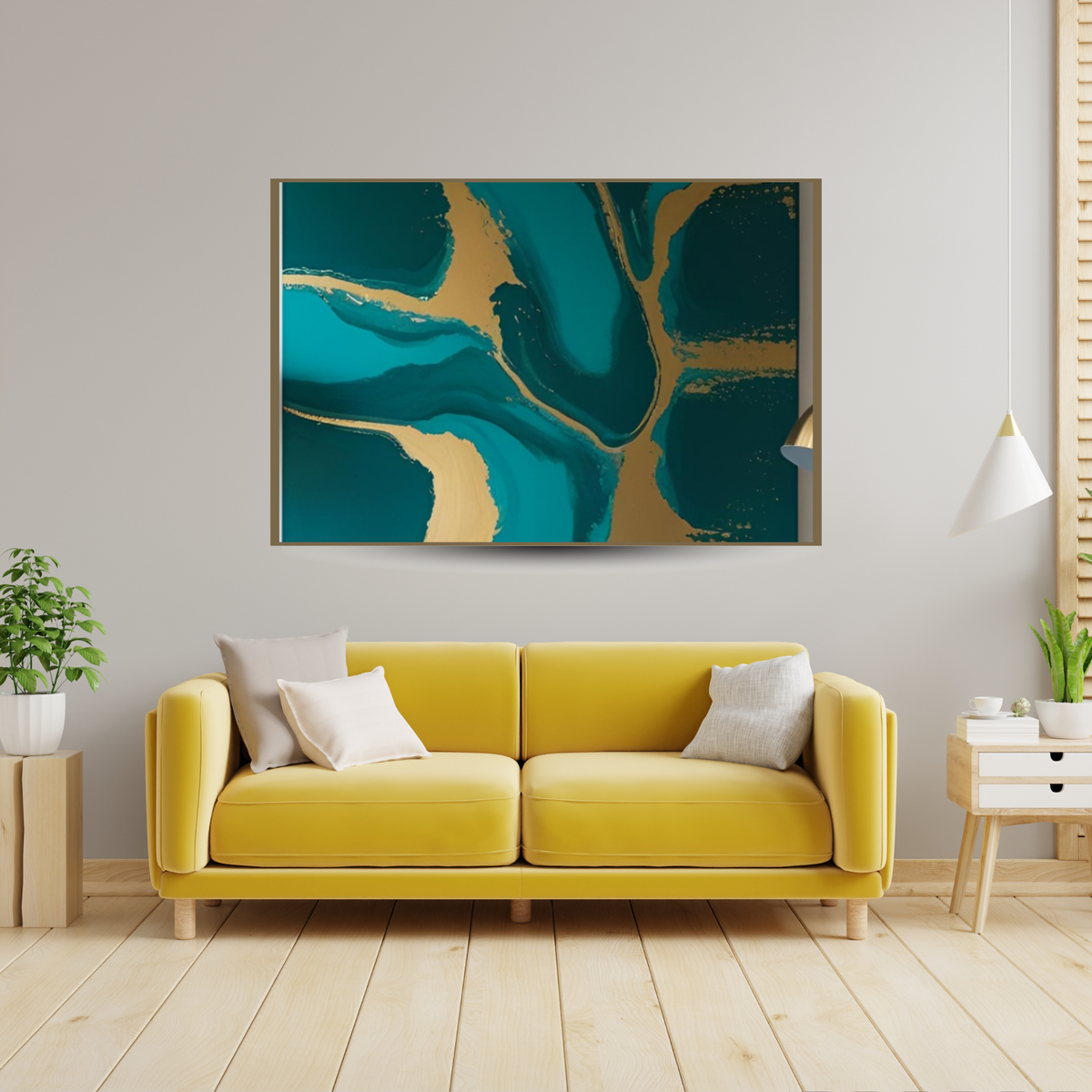Elegant Green & Gold Marble Wall Art Set (3-Piece Digital Download, Landscape Sizes)