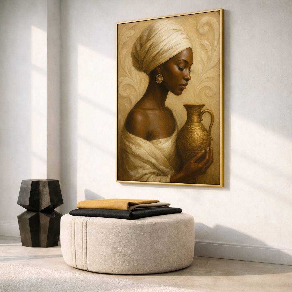 Afrocentric Gold Wall Art Set – Black Woman Portrait Printable – Luxury African Inspired Decor – Digital Download (11x14, 16x20, 18x24, 24x36)