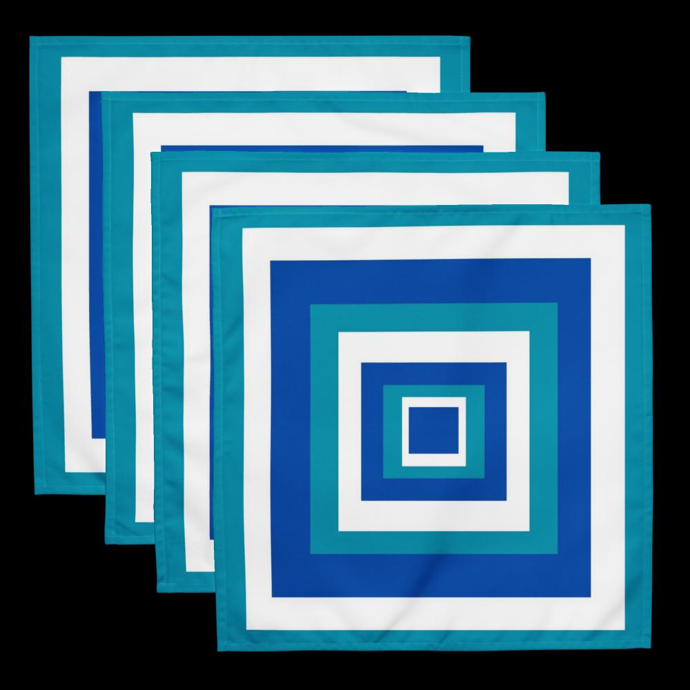 White, Blue & Teal Abstract Cloth Napkin Set – 4 Reusable 20x20” Fabric Napkins for Elegant Table Décor