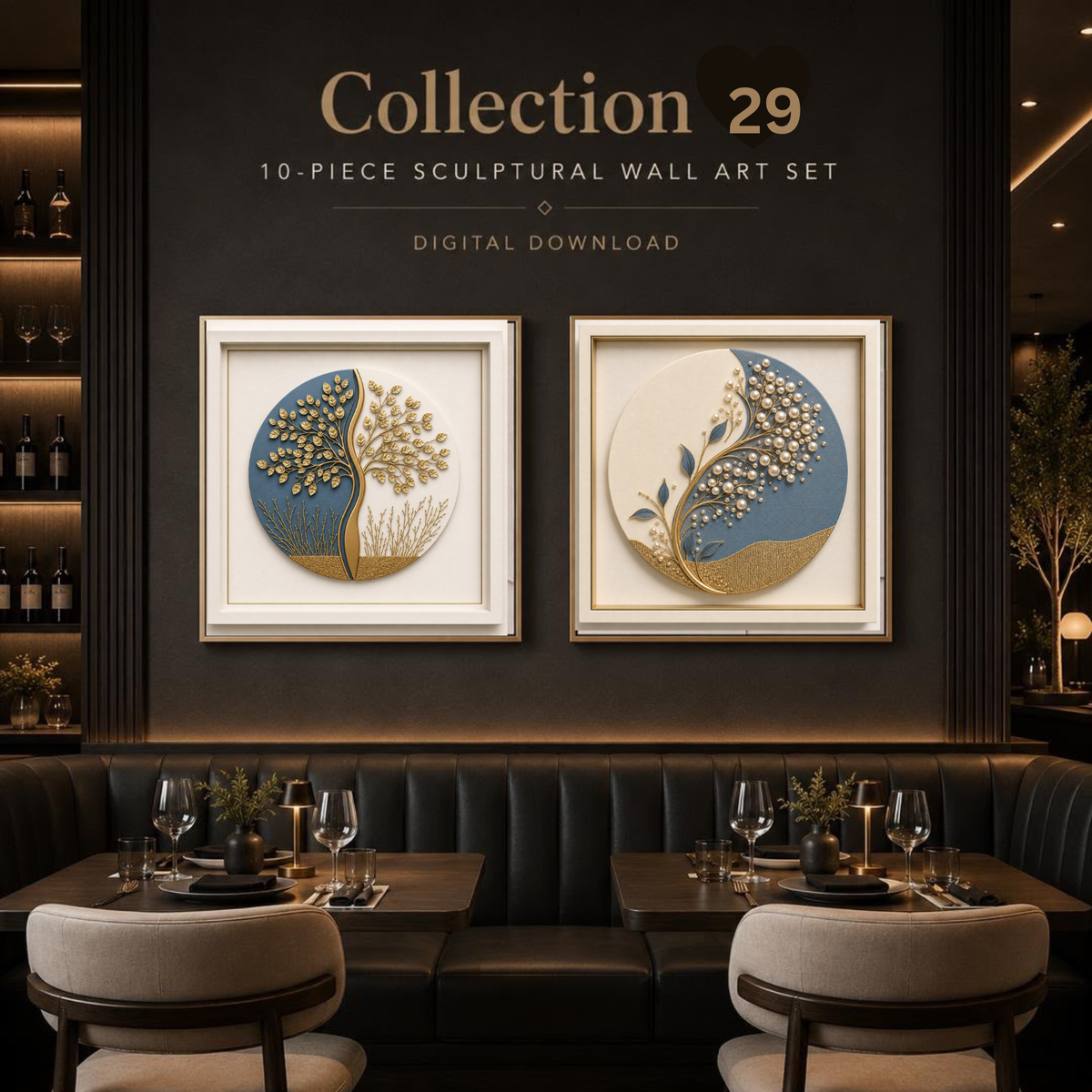 Luxury Abstract Wall Art Set of 10 | Premium Sculptural Square Gallery Collection | Modern Digital Download | 40 Printable Files