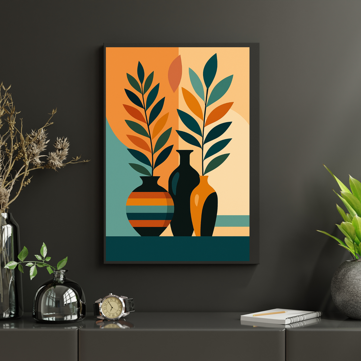 Botanical Flower Wall Art Set of 3 – Digital Download | Vase Art Prints in 3 Sizes (16x20, 18x24, 24x36”)