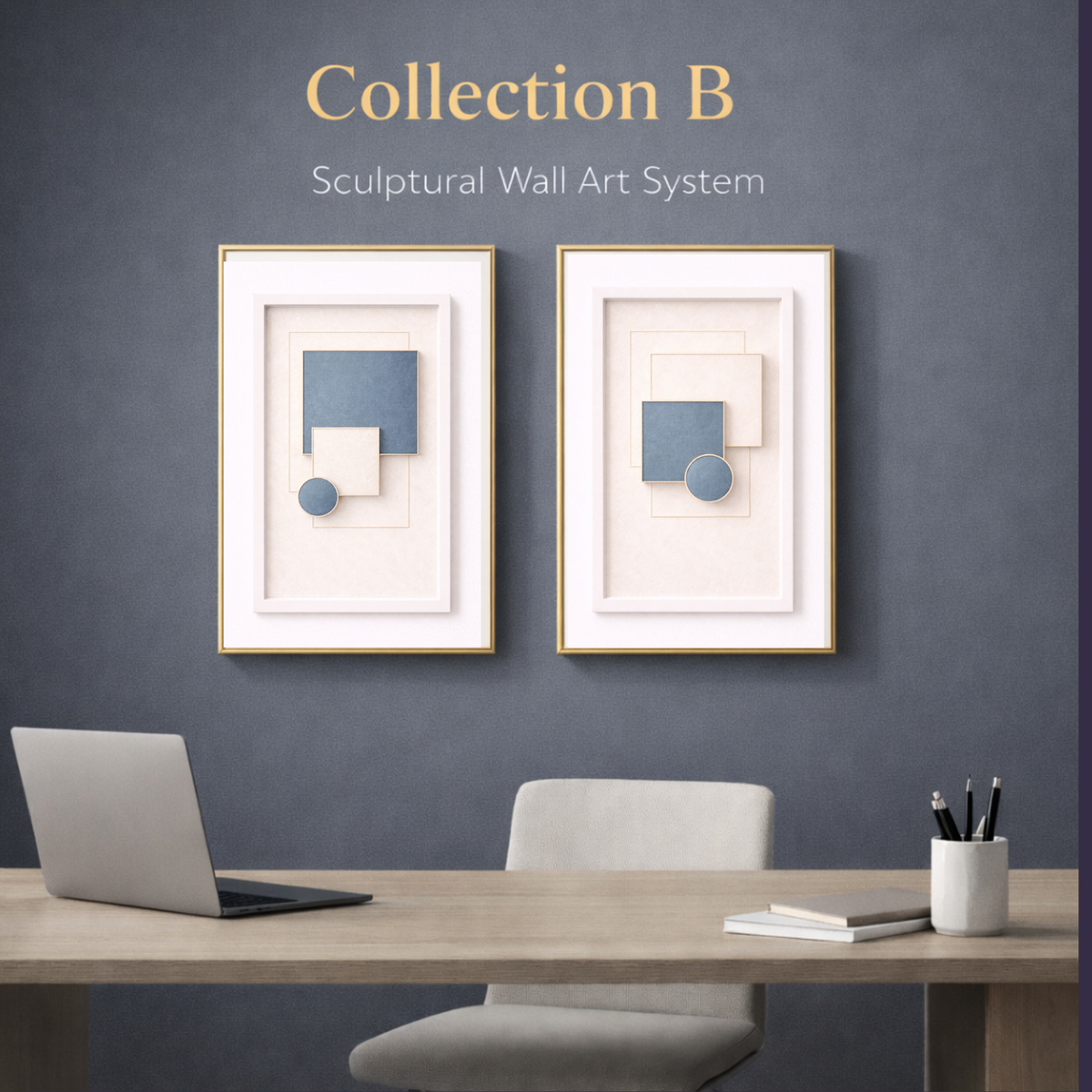 Luxury Sculptural Wall Art System – 40-Piece Architectural Abstract Print Collection for Homes, Hotels, Offices, Airbnb, Restaurants & More