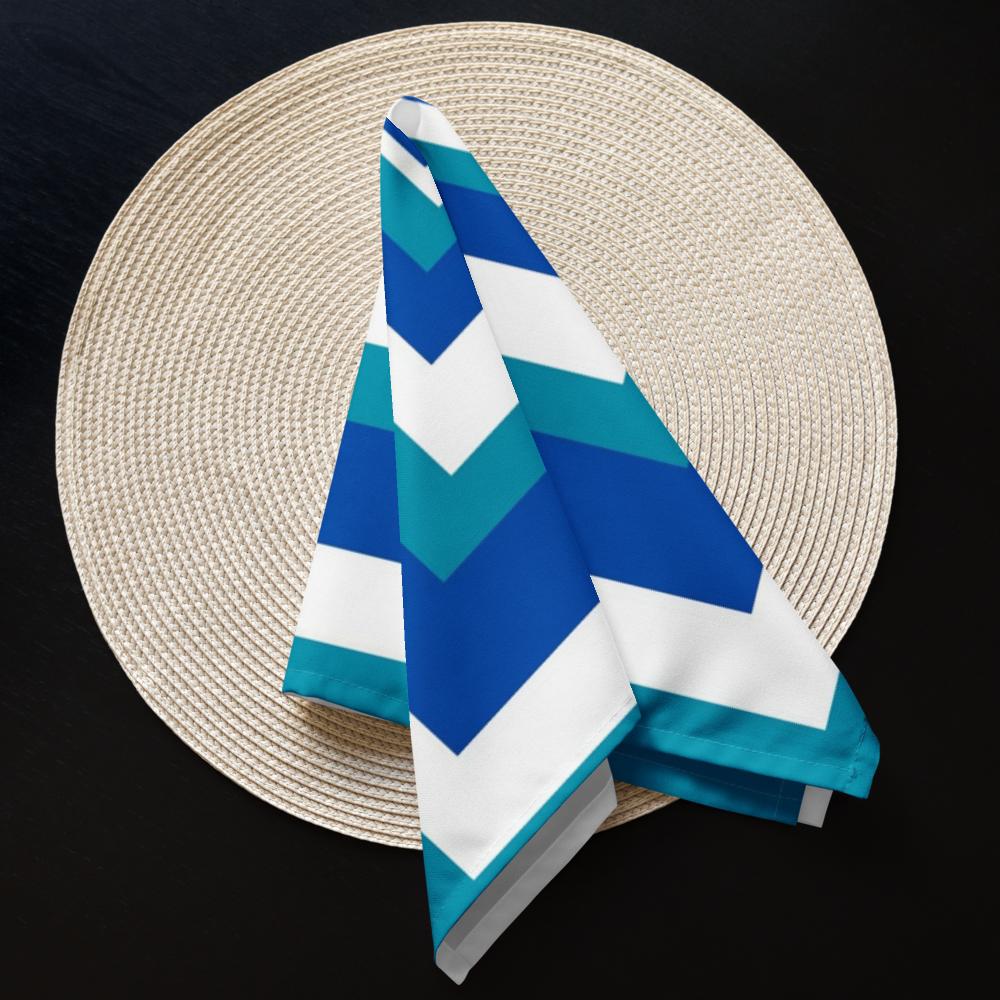 White, Blue & Teal Abstract Cloth Napkin Set – 4 Reusable 20x20” Fabric Napkins for Elegant Table Décor