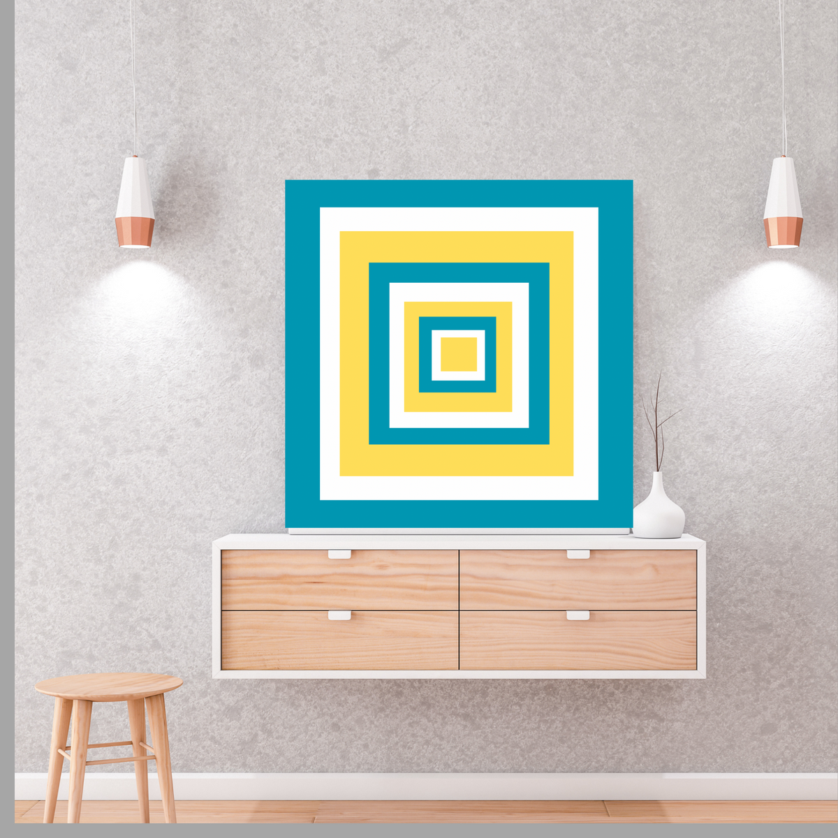Yellow, White & Blue Abstract Wall Art Set – 2-Piece Square Digital Download (20×20, 24×24, 36×36)