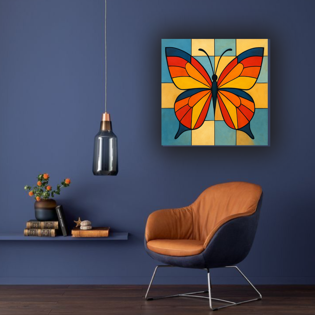 Abstract Harmony Wall Art Set – Orange & Cream Multicolor Square Prints | Digital Download (20x20, 24x24, 36x36)