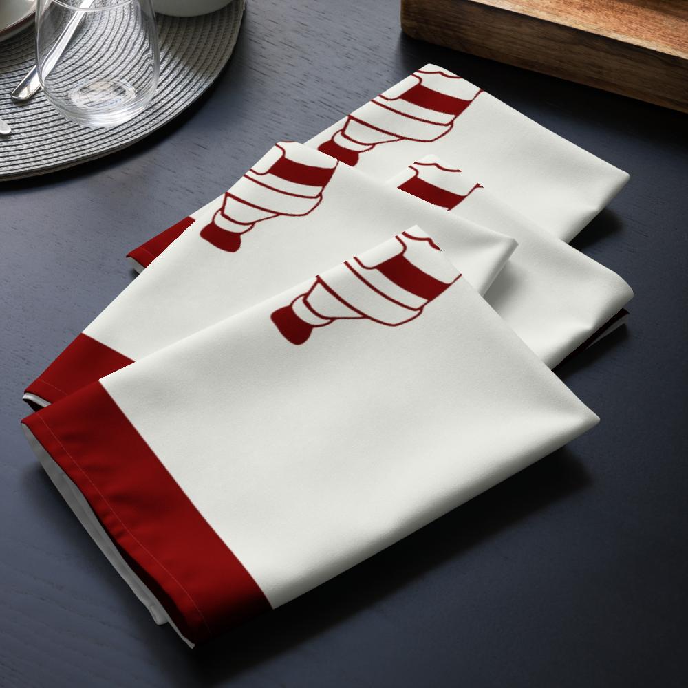 Red & White Holiday Cloth Napkin Set (4) — 20 x 20 in Reusable Christmas Dinner Napkins