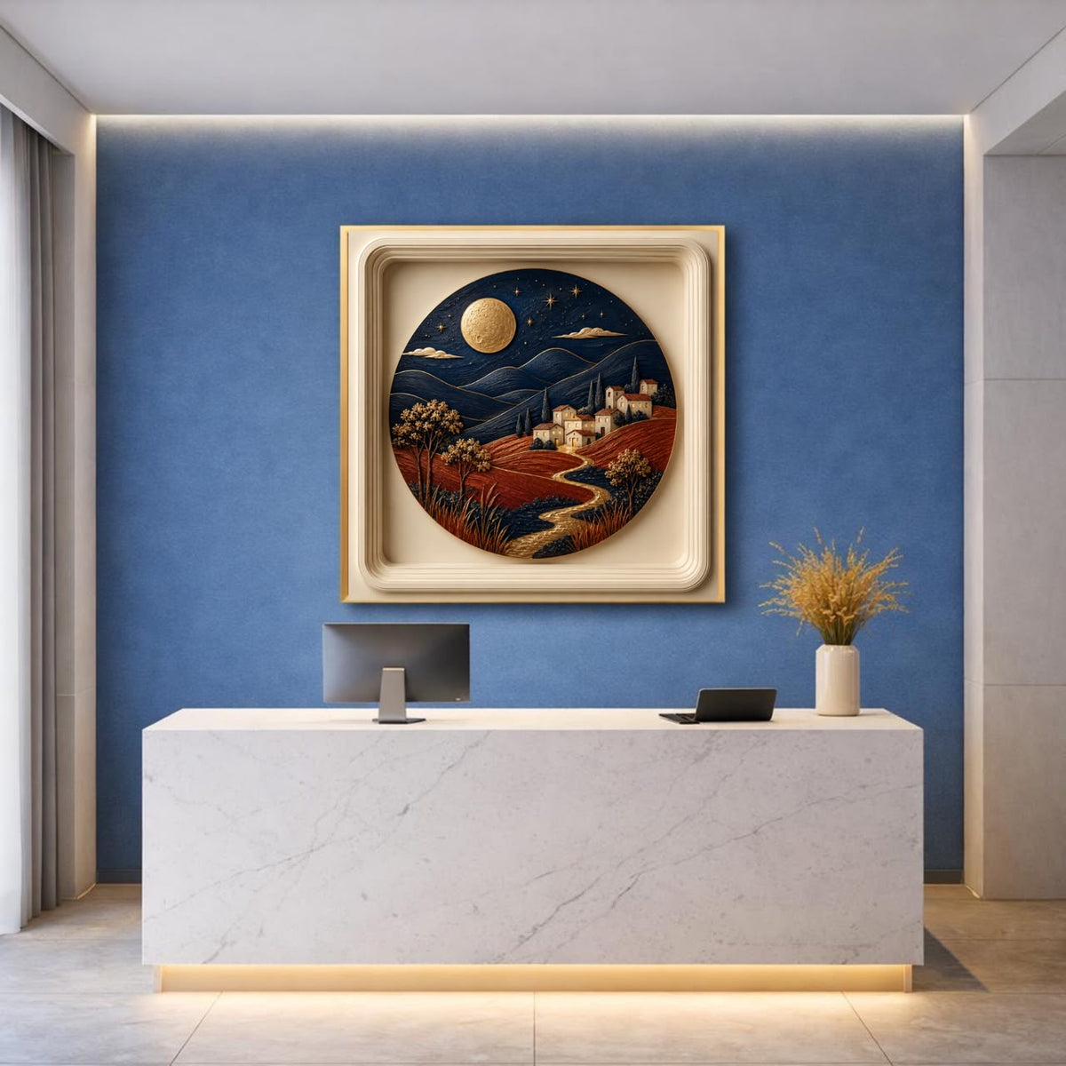 Golden Horizon Sculptural Sunset Wall Art | Premium Square Nature Print | Modern Landscape Digital Download