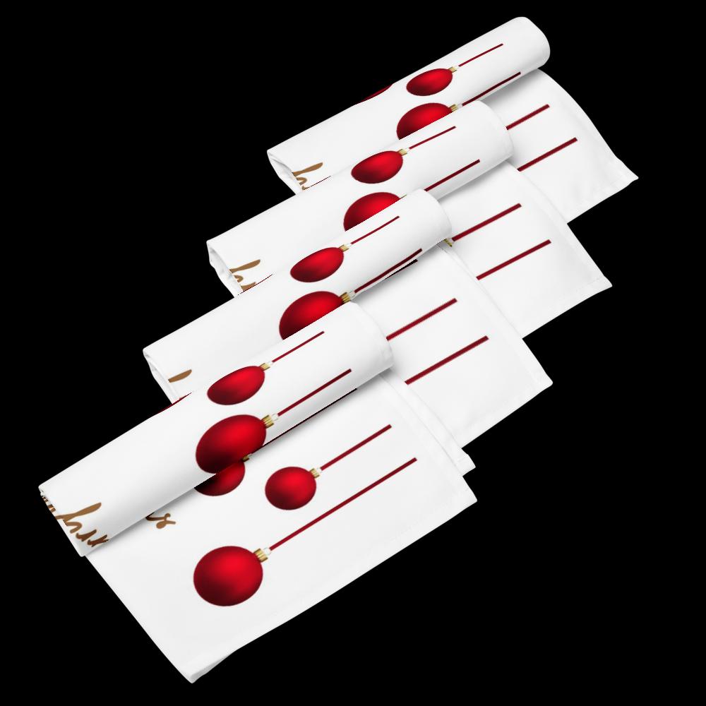 Red & White Festive Cloth Napkin Set (4) — 20 x 20 in Reusable Christmas Table Linens