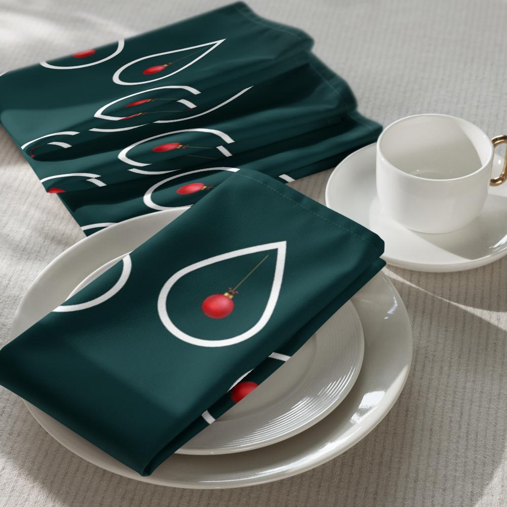 Green Christmas Cloth Napkin Set of 4 | 20x20” Fabric Dinner Napkins | Elegant Holiday Table Décor for Christmas Dining & Entertaining