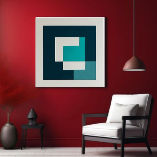 Teal & Blue Abstract Wall Art – Modern Minimalist Digital Download, Square Printable Art (20x20, 24x24, 36x36)