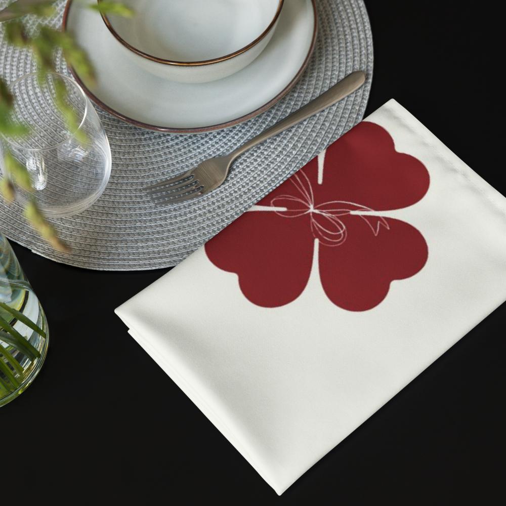 Red & White Christmas Cloth Napkin Set (4) — 20 x 20 in Reusable Polyester Dinner Napkins