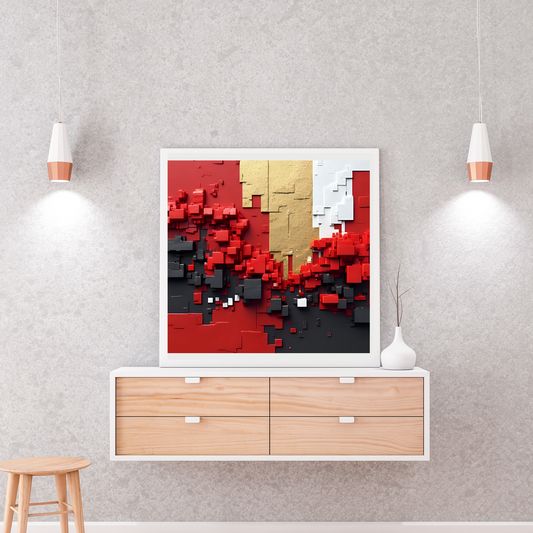 Classy Splatter Art Set – Black, Red, White & Gold (2 Digital Prints – 16x16, 20x20, 24x24 in)