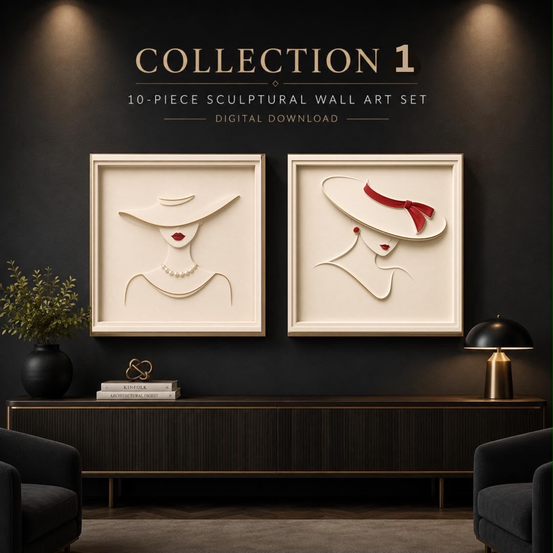 Luxury Sculptural Line Art Wall Art Bundle | 10-Piece Premium Portrait Set | Modern Minimalist Wall Decor for Home, Hotel & Office | Instant Digital Download