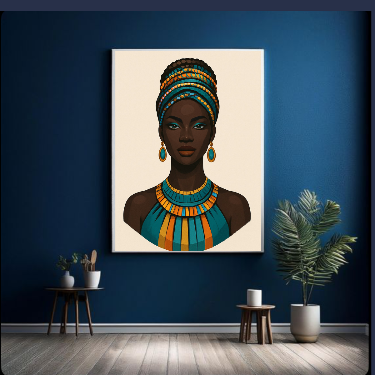 Afrocentric Yellow & Blue Wall Art Bundle – Printable Digital Set