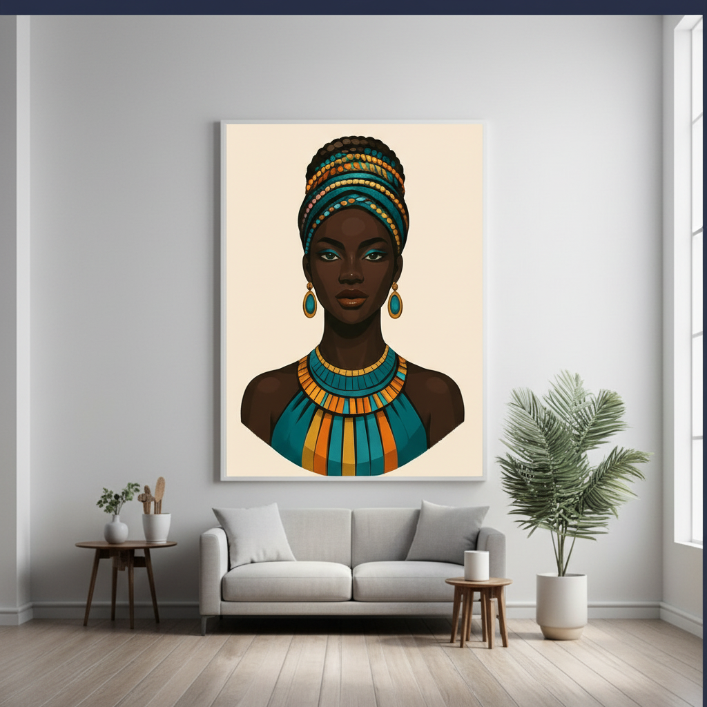 Afrocentric Yellow & Blue Wall Art Bundle – Printable Digital Set