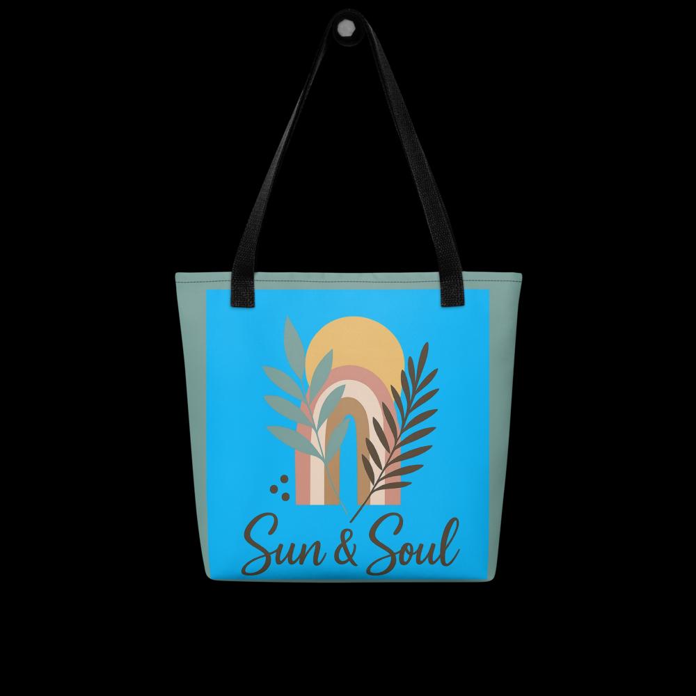 Eco-Friendly Boho Tote Bag – Reusable Blue & Green Shoulder Bag for Everyday Use