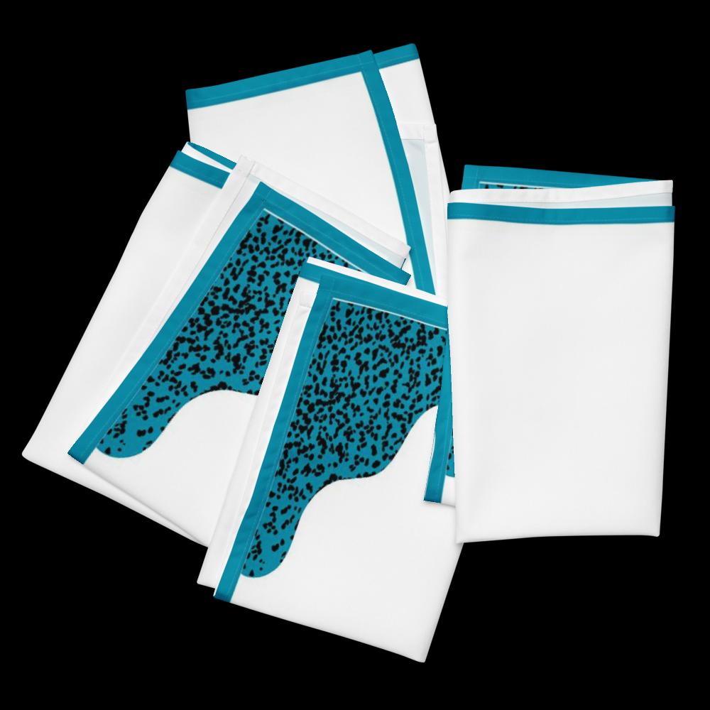 White and Teal Cloth Napkin Set – 4 Elegant 20x20” Reusable Fabric Napkins for Modern Table Décor