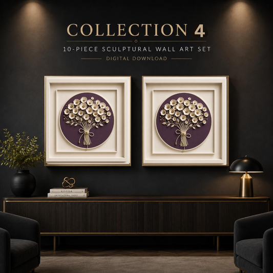 Luxury Floral Wall Art Print Set | Bold Botanical Digital Download | Elegant Plum, Burgundy & Midnight Blue Artwork for Homes, Hotels, Restaurants, Offices & Airbnb Spaces