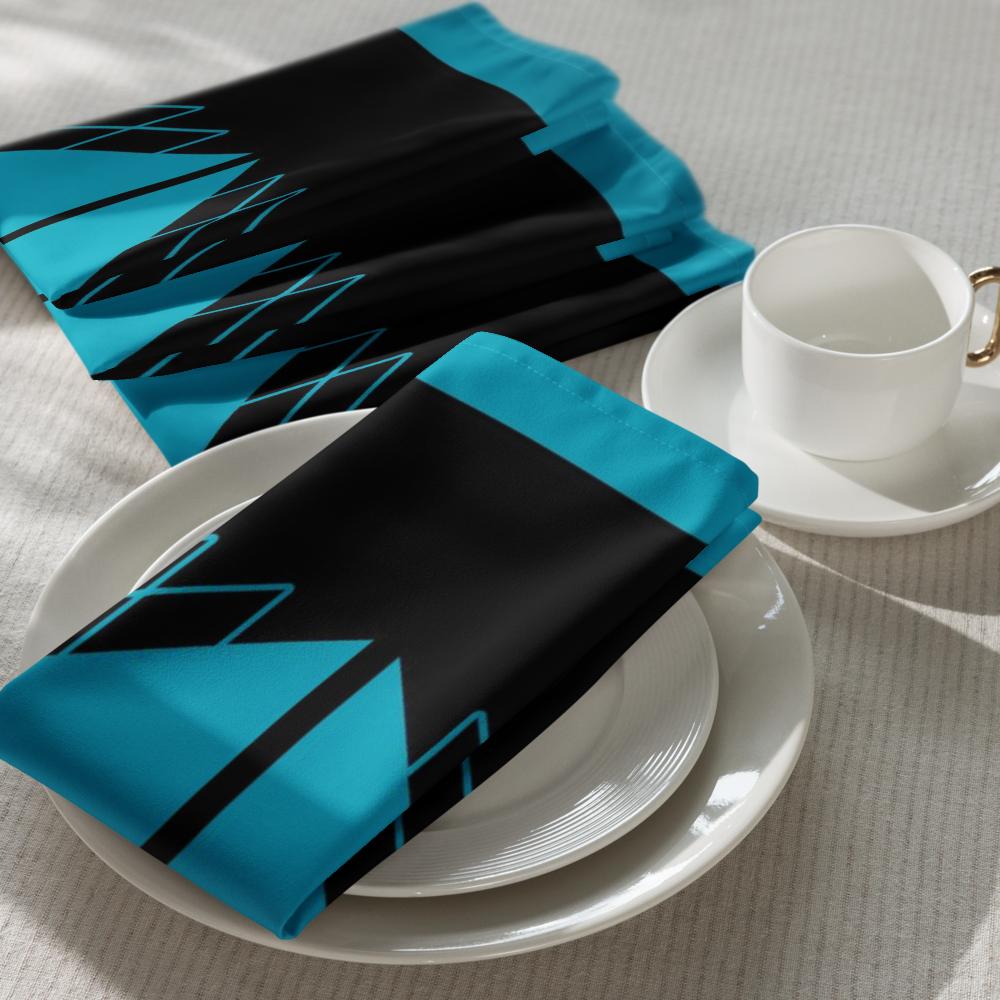 Elegant Black & Blue Cloth Napkin Set (4 Pack, 20x20”) – Reusable Table Napkins for Dinner Parties & Home Décor