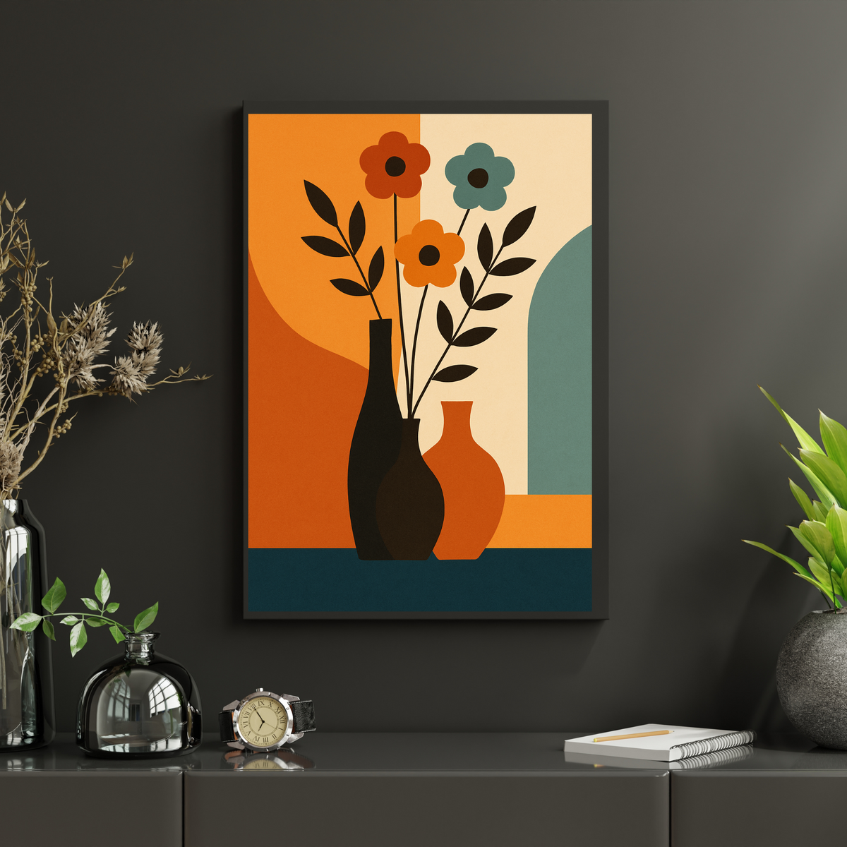 Botanical Flower Wall Art Set – Digital Download | Two Vase Art Prints in 3 Sizes (16x20, 18x24, 24x36”)Printable