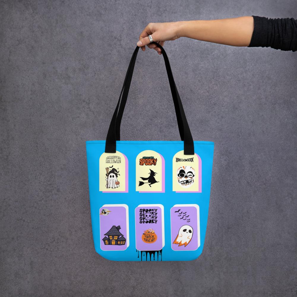 Blue Halloween Tote Bag – 15”x15” Reusable Trick-or-Treat & Everyday Carry Bag