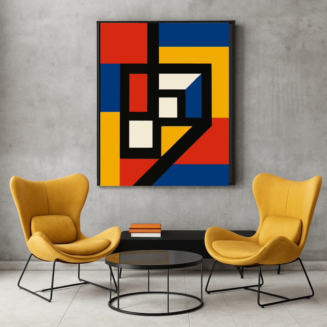 Portrait Abstract Wall Art -Yellow, Red, Blue & White Printable Poster (16x20, 18x24, 24x36) Set of 2 Digital Prints