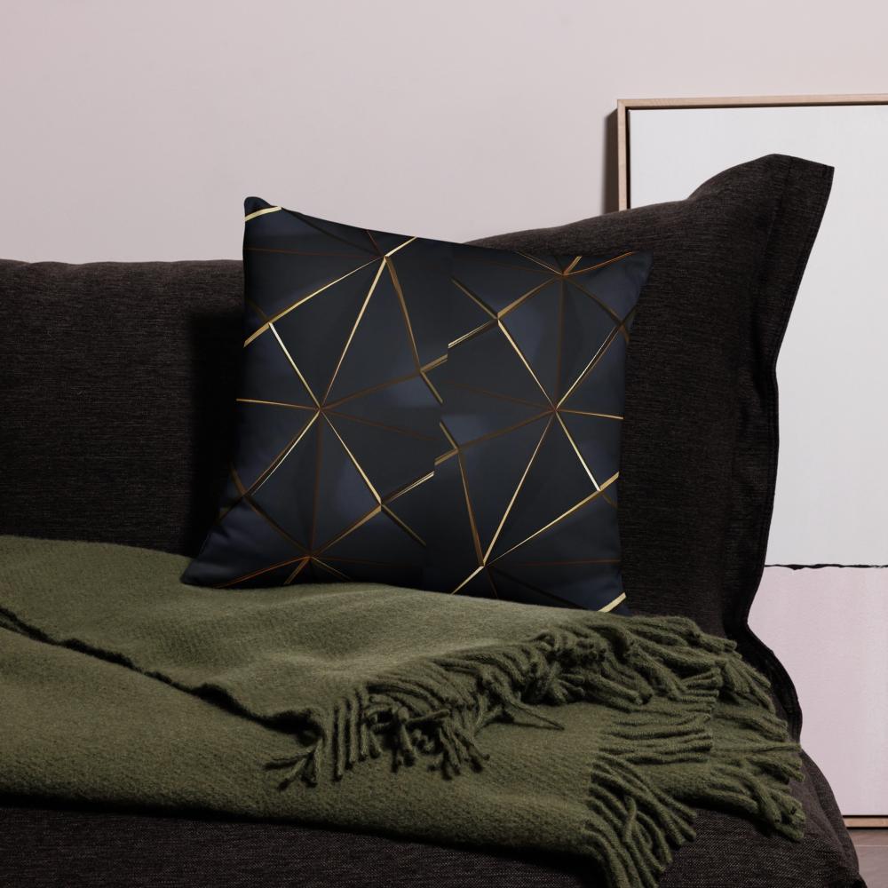 Black Throw Pillow with Tiny Gold Pattern – 18x18” | Minimal Luxe Accent Cushion